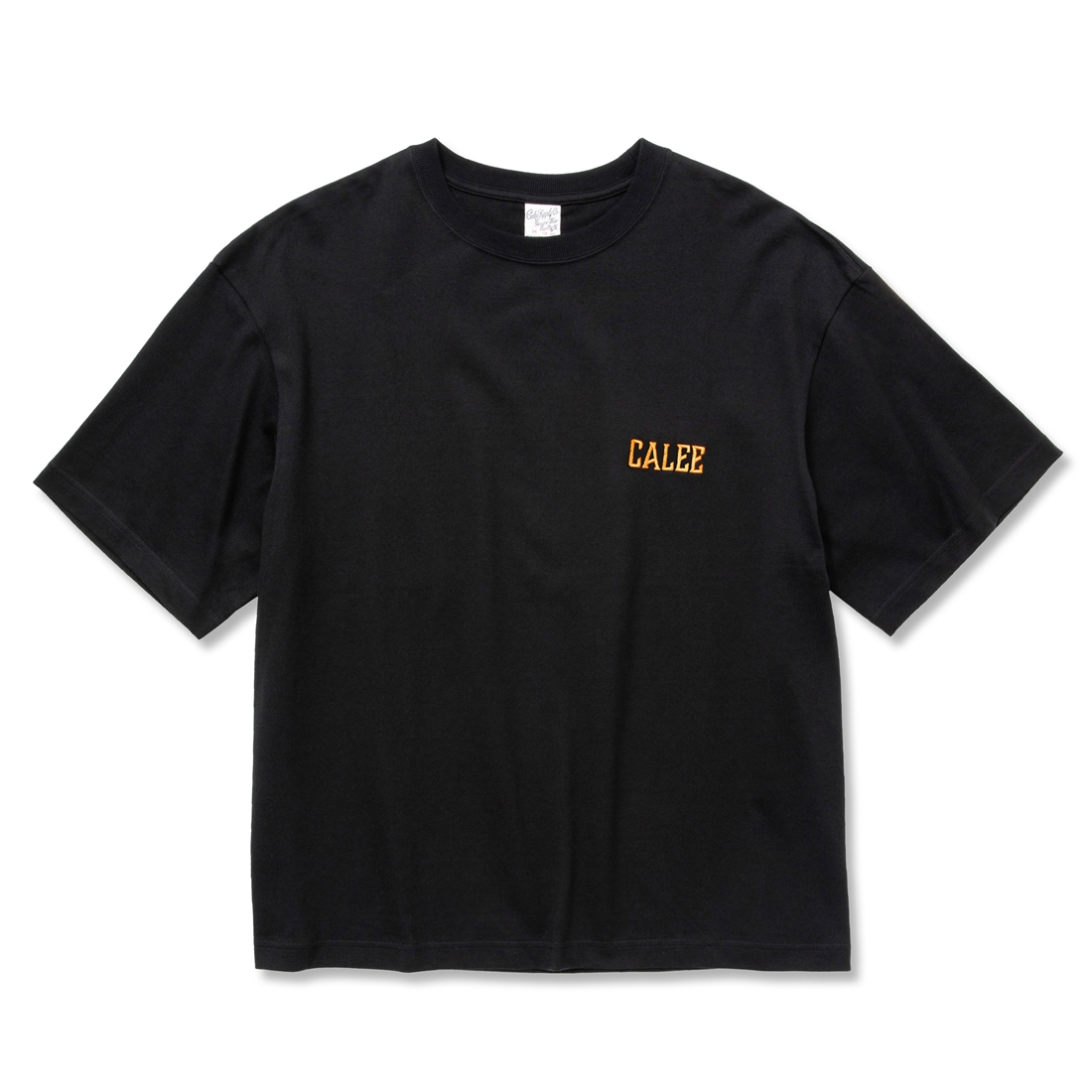 画像: CALEE/Drop shoulder logo embroidery t-shirt（Limited）（Black/Orange）［ドロップショルダーT-22秋冬］