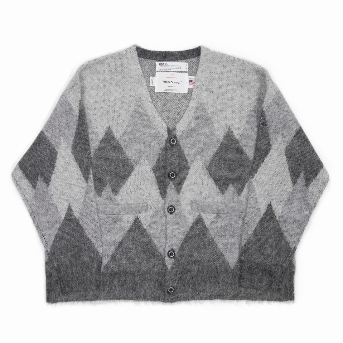 画像: DAIRIKU/Argyle Mohair Knit Cardigan（Fether Grey） 【50%OFF】［アーガイルモヘアカーディガン-22秋冬］