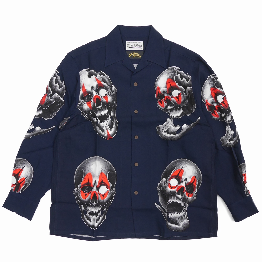 画像: WACKO MARIA/56 TATTOO STUDIO / HAWAIIAN SHIRT L/S（NAVY）［ハワイアンシャツ-22秋冬］