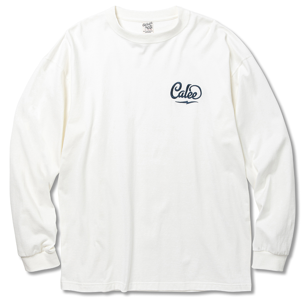 画像: CALEE/Drop shoulder CALEE logo embroidery L/S t-shirt（White）［ドロップショルダー長袖T-22秋冬］