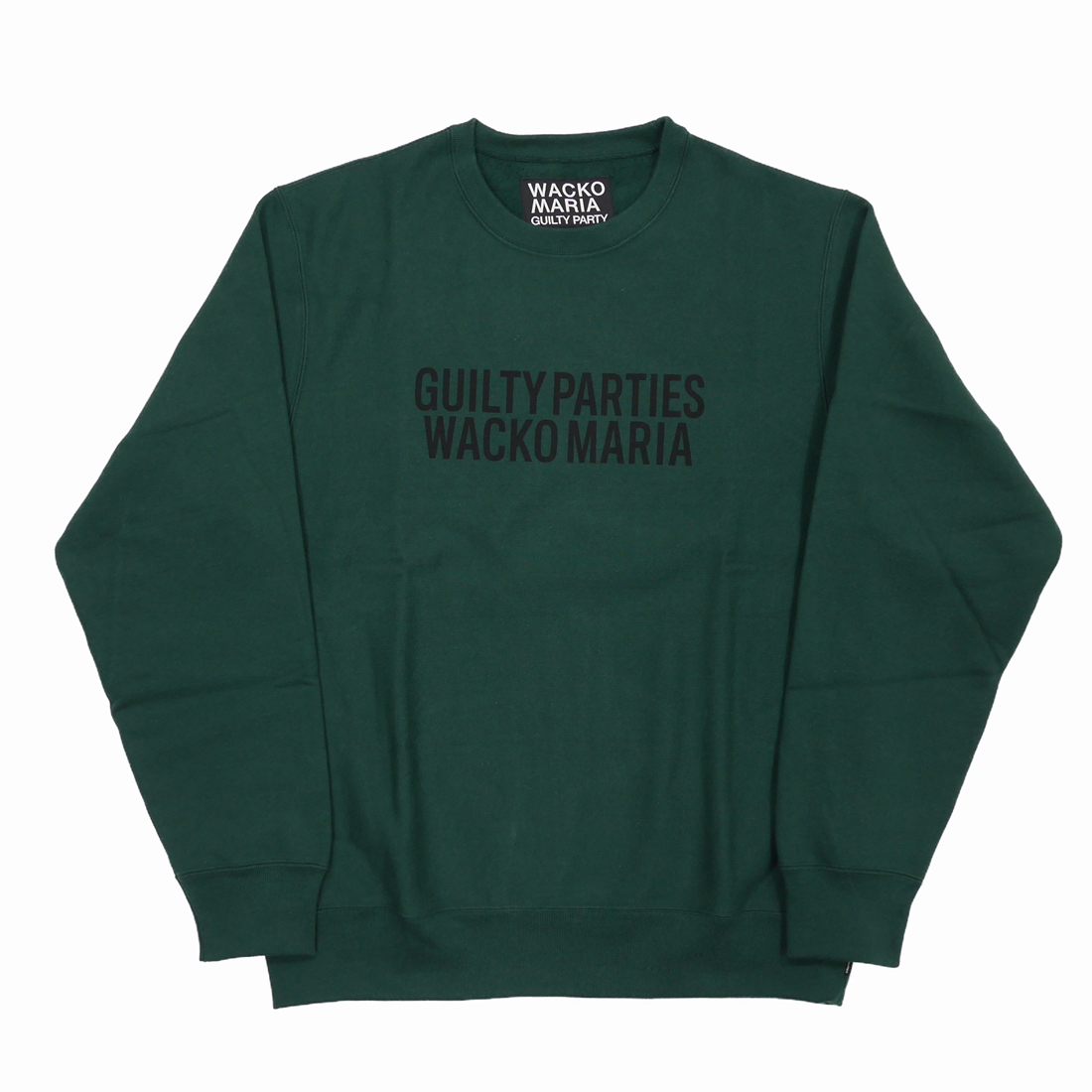 WACKO MARIA ワコマリア WASHED HEAVY WEIGHT SWEAT SHIRT　ロゴプリント　クルーネックスウェットトレーナー　グリーン