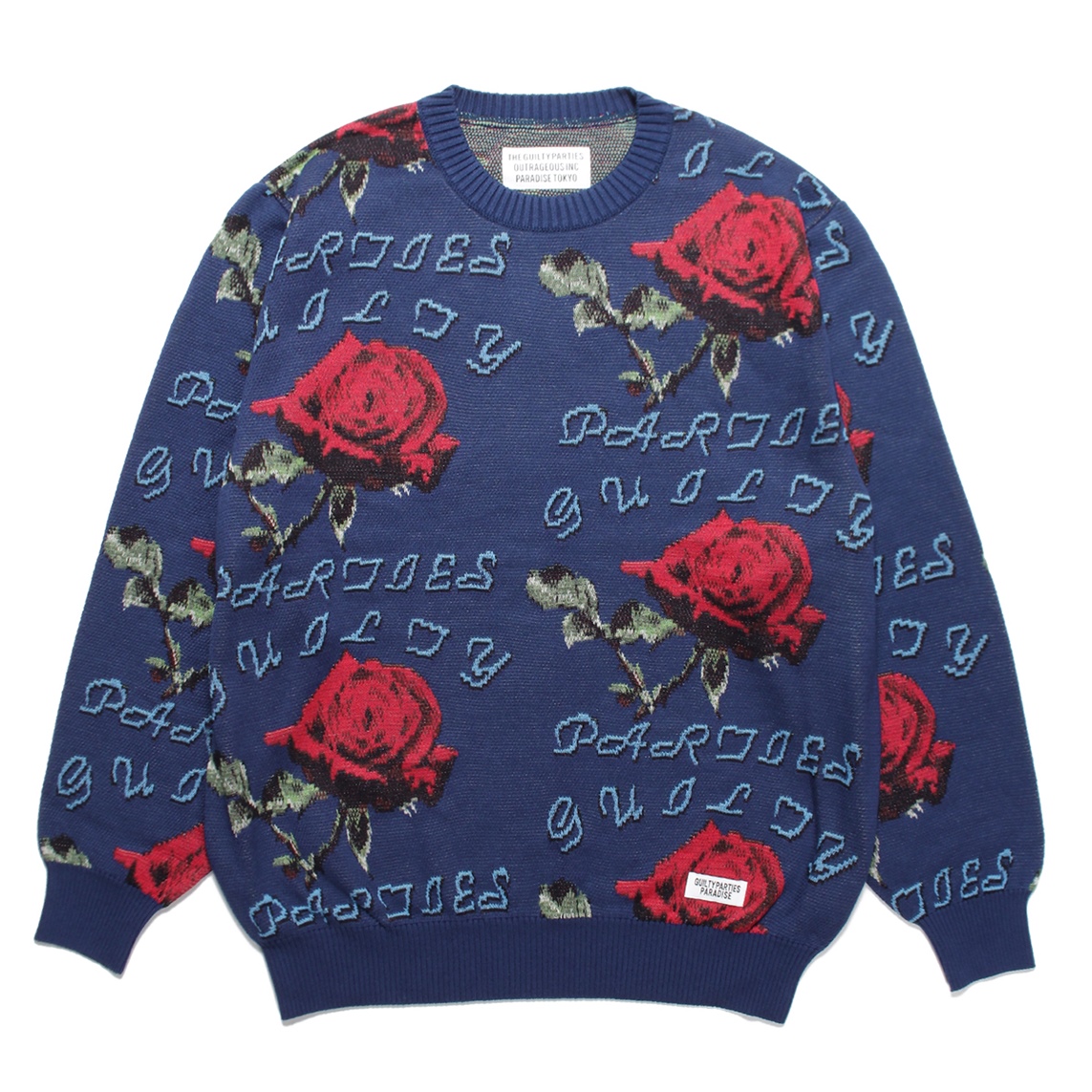 WACKO MARIA/ROSE JACQUARD SWEATER （NAVY）［ローズジャガード ...