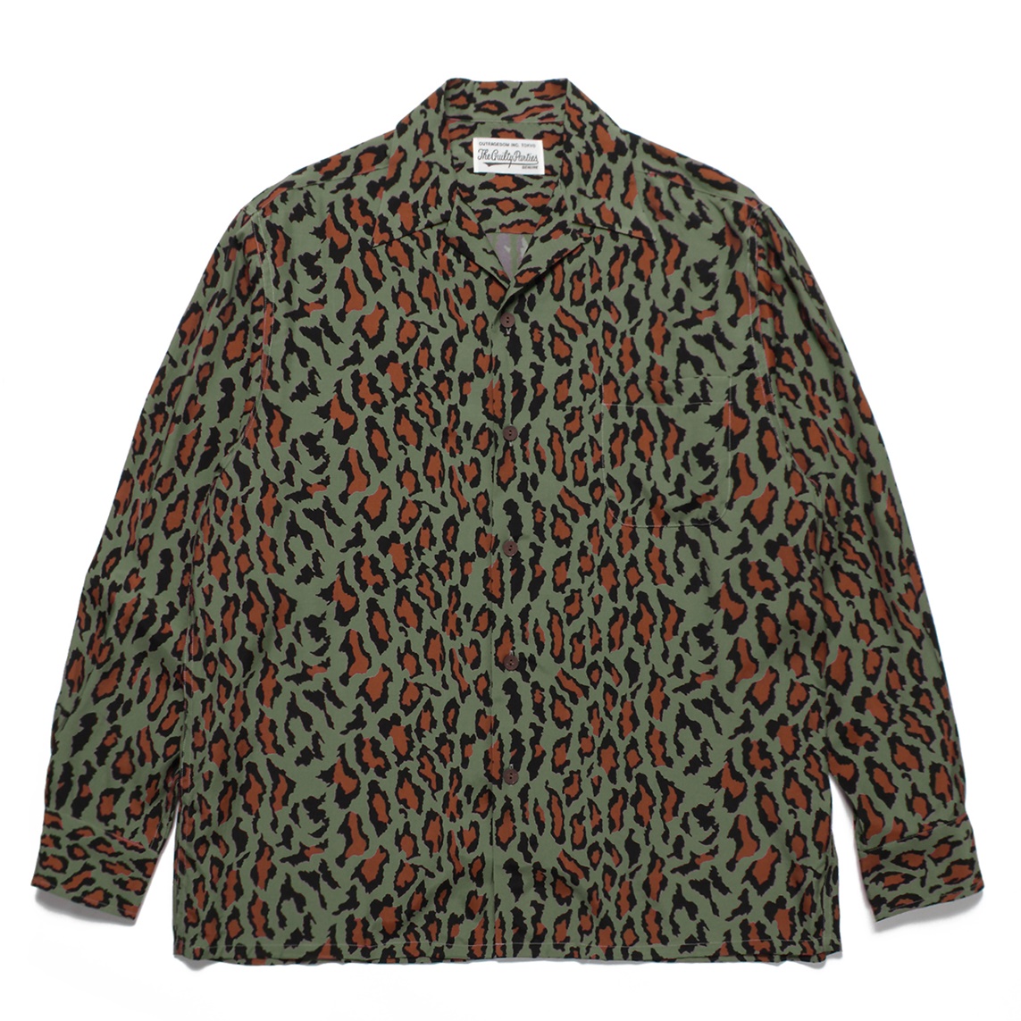 画像: WACKO MARIA/LEOPARD HAWAIIAN SHIRT L/S（GREEN）［レオパードハワイアンシャツ-22秋冬］