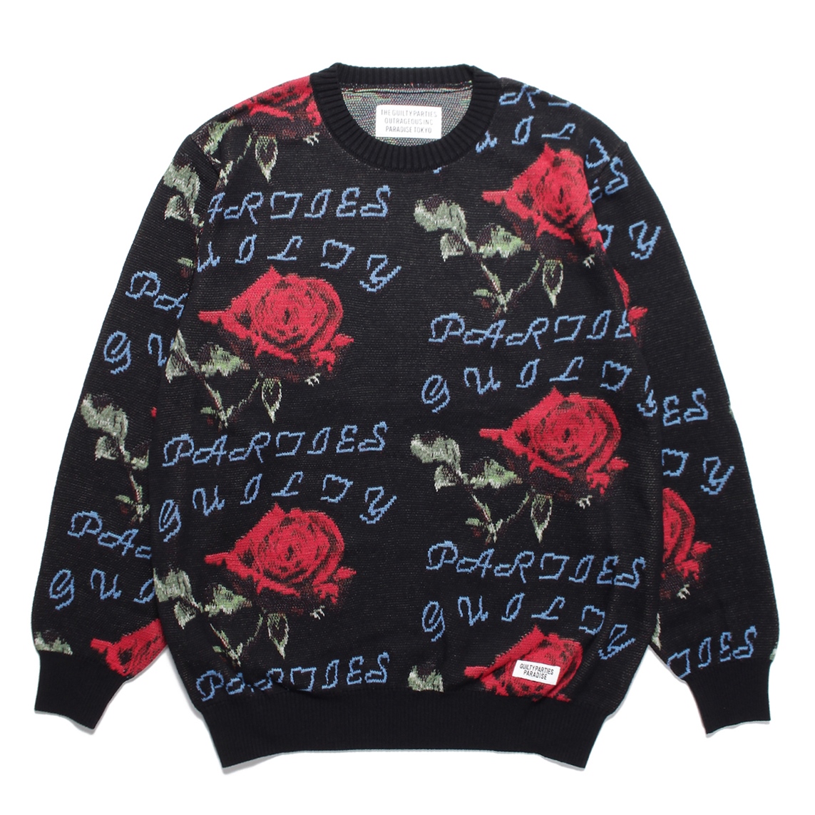 画像: WACKO MARIA/ROSE JACQUARD SWEATER （BLACK）［ローズジャガードセーター-22秋冬］