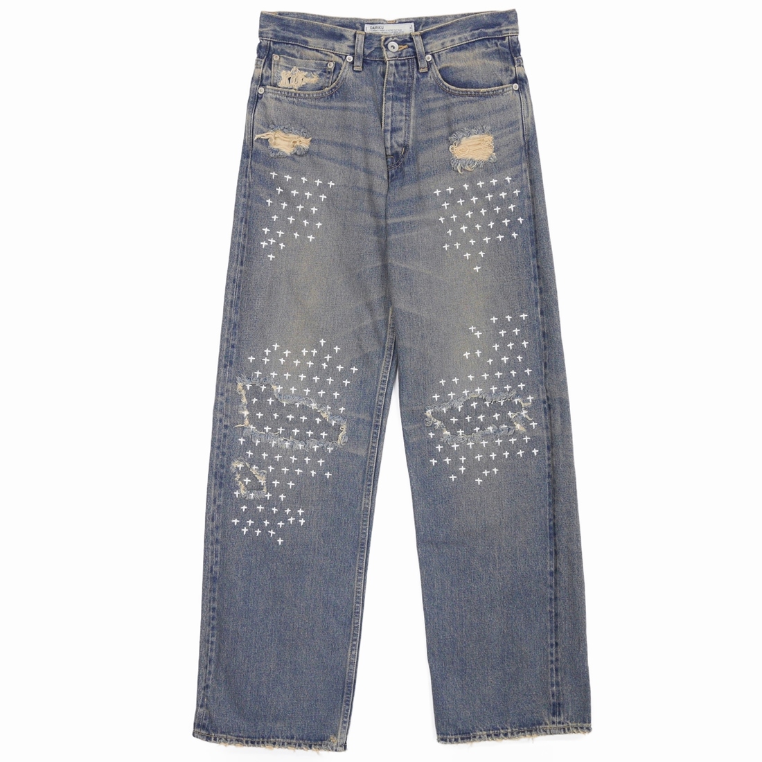 DAIRIKU/"Straight" Cross Embroidery Vintage Denim Pants（Washed Indigo）  【40%OFF】［クロス刺繍ヴィンテージデニムパンツ-22秋冬］ JONAS