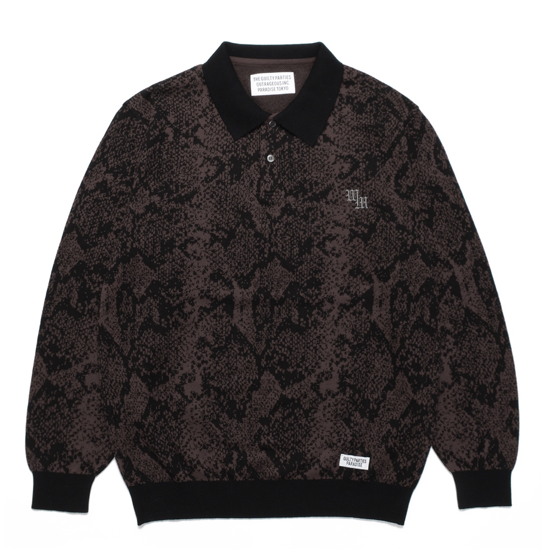 画像: WACKO MARIA/PYTHON KNIT JACQUARD POLO SHIRT（D-BROWN）［パイソンニットジャガードポロ-22秋冬］