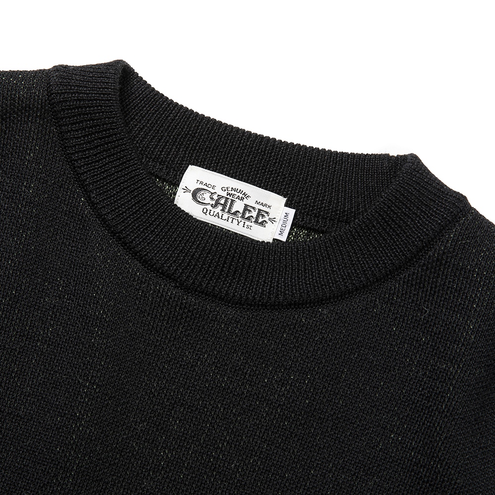 画像: CALEE/12 Gauge first sight jacquard crew neck knit sweater（Black） 【30%OFF】［ジャガードクルーネックセーター-22秋冬］