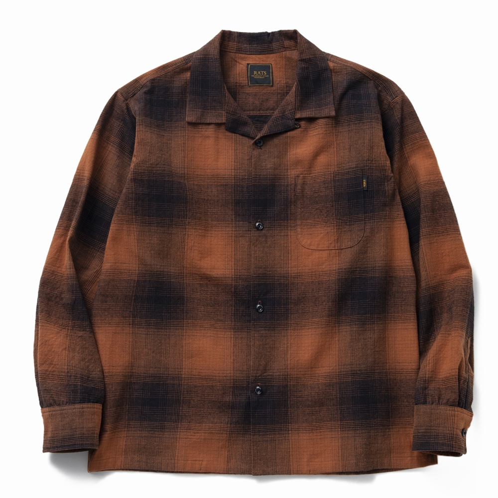 RATS/COTTON OMBRE CHECK SHIRT（BROWN）［オンブレチェックシャツ-22