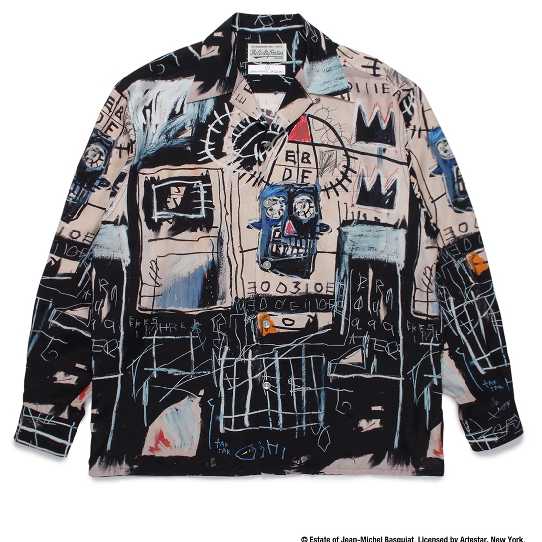 WACKO MARIA ワコマリア 22AW WM-HI11 Jean Michel Basquiat ジャン ミシェル バスキア HAWAIIAN SHIRT L/S TYPE-3 ハワイアン レーヨン アロハ 長袖 シャツ ピンク系 マルチカラー系 ONE M【新古品】【未使用】