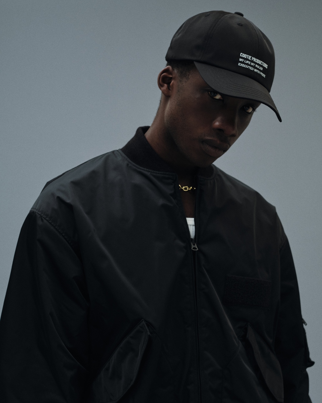 COOTIE PRODUCTIONS/Polyester 6 Panel Cap(Black/White