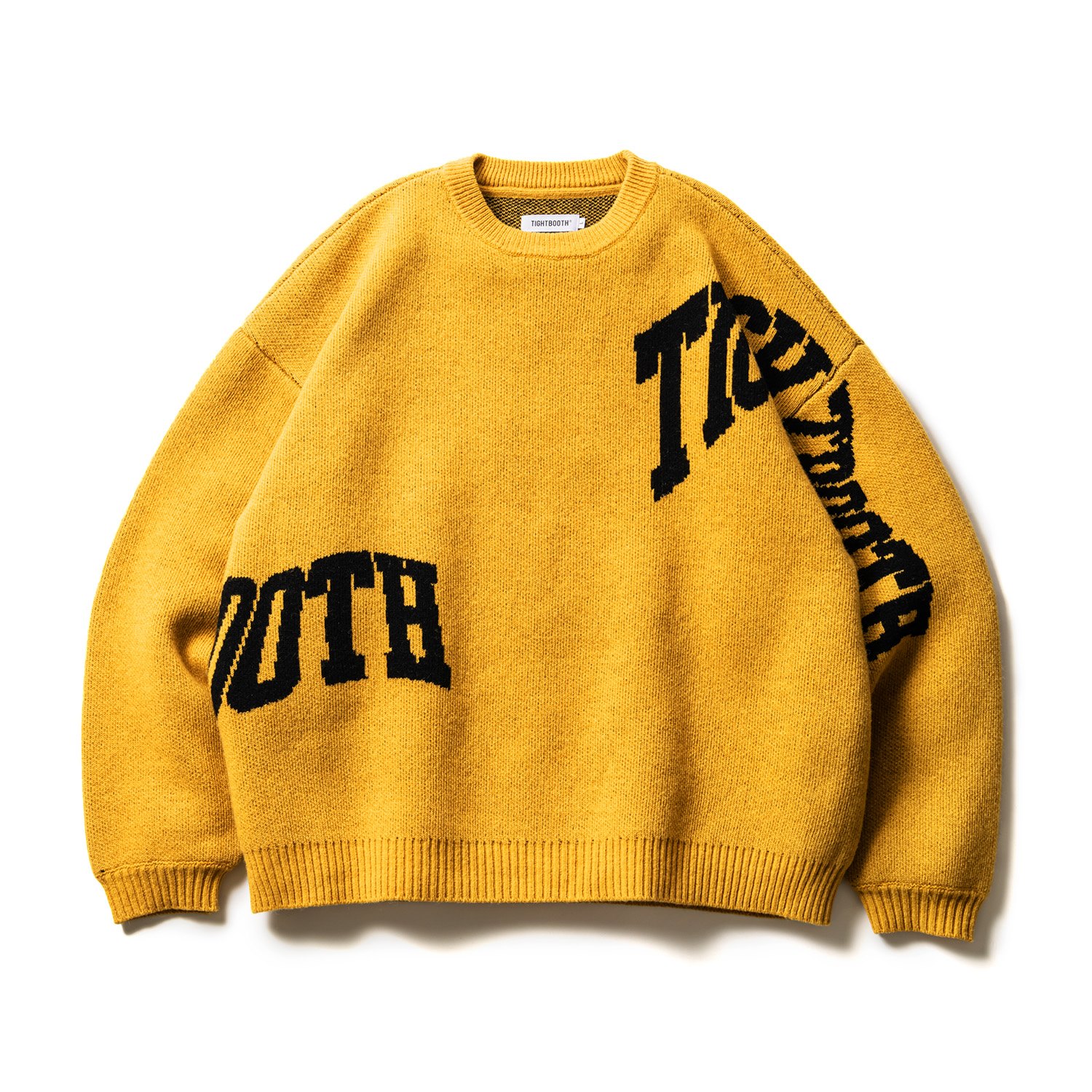 画像: TIGHTBOOTH/ACID LOGO KNIT SWEATER（Mustard） 【30%OFF】［ニットセーター-22秋冬］