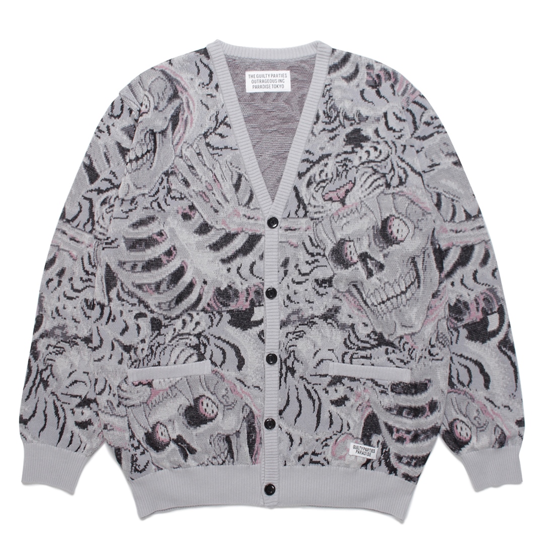 画像: WACKO MARIA/TIM LEHI / JACQUARD CARDIGAN （GRAY）［ジャガードカーディガン-22秋冬］