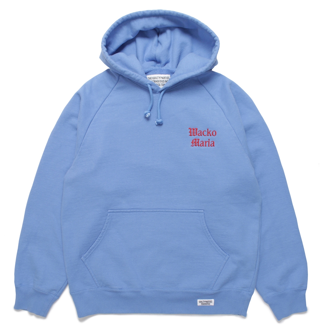 WACKO MARIA/WASHED HEAVY WEIGHT PULL OVER HOODED SWEAT SHIRT(BLUE