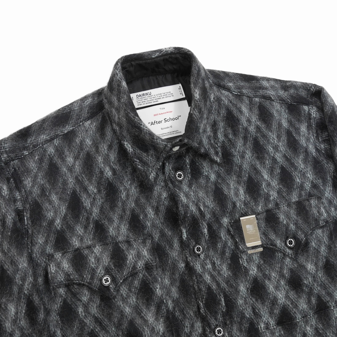 画像: DAIRIKU/Mohair Argyle Check Shirt with Money Clip（Black） 【30%OFF】［モヘアアーガイルチェックシャツwithマネークリップ-22秋冬］