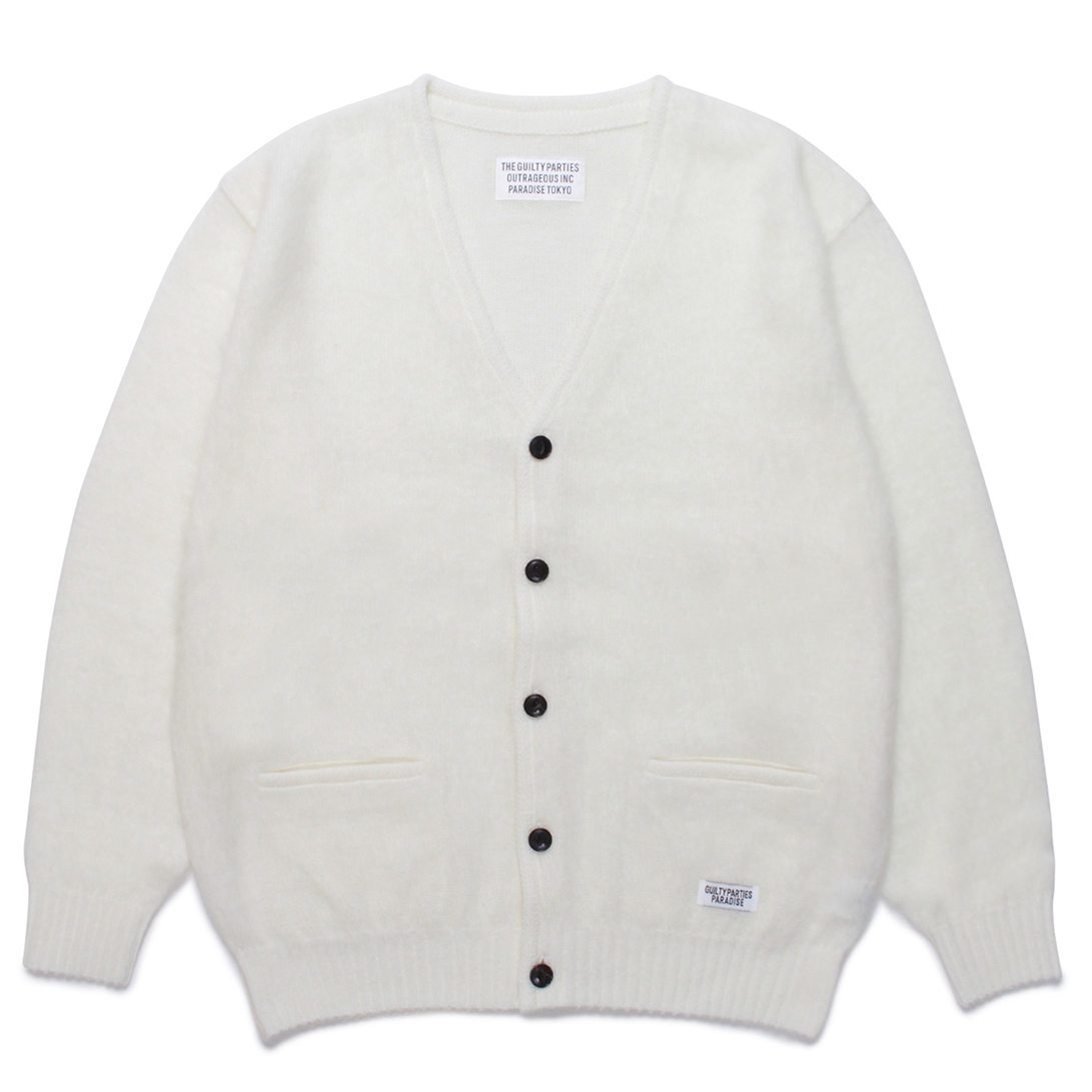 WACKO MARIA/MOHAIR KNIT CARDIGANWHITE［モヘアカーディガン