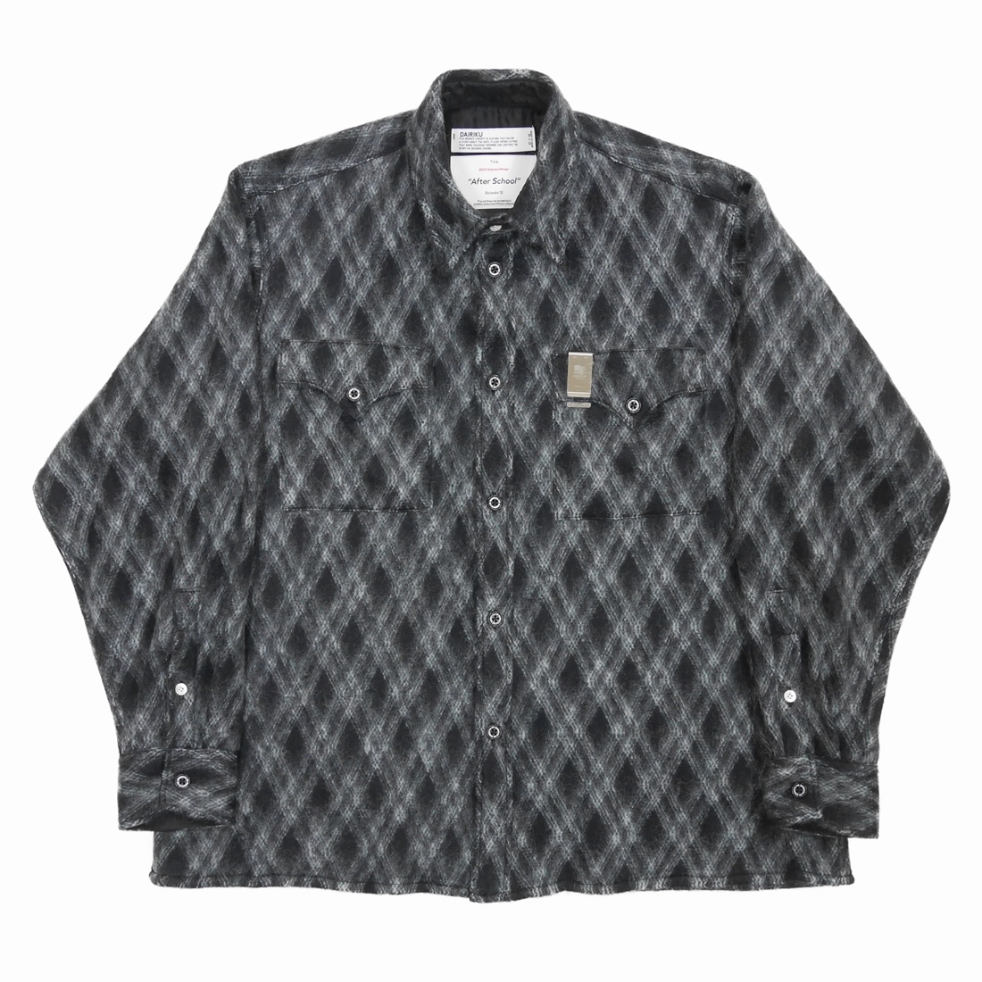 DAIRIKU/Mohair Argyle Check Shirt with Money Clip（Black） 【30 ...