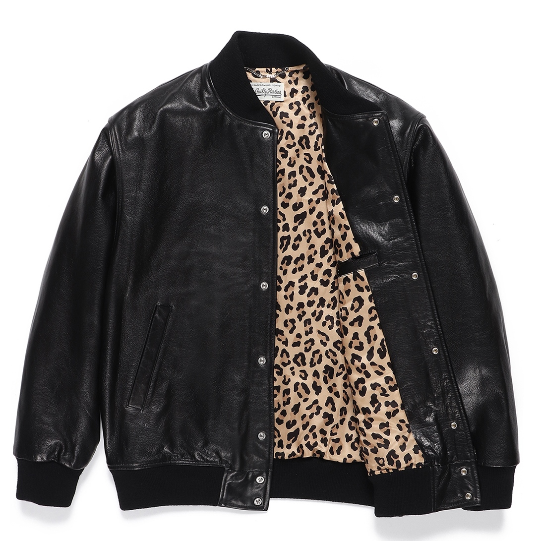 WACKO MARIA/LEATHER VARSITY JACKET（BLACK）［レザースタジャン-22