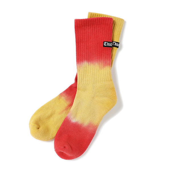 画像1: CHALLENGER/BORDER TIE DYE SOCKS（ORANGE/RED）［ボーダータイダイソックス-23春夏］ (1)