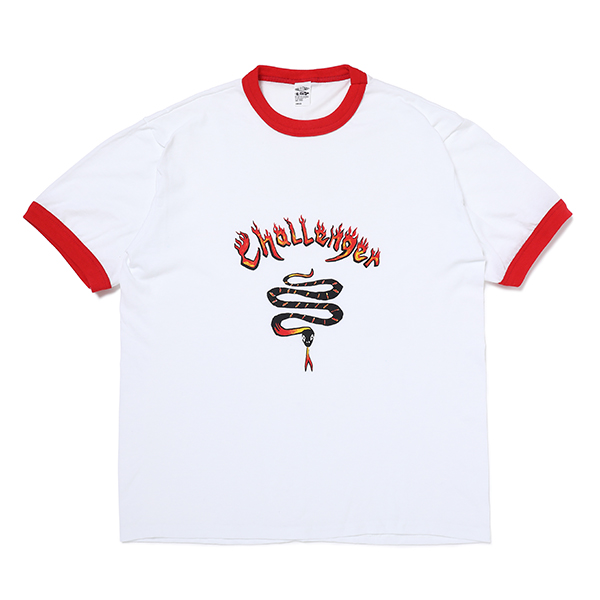 画像: CHALLENGER/BURNING SNAKE RINGER TEE（WHITE/RED）［リンガーT-23春夏］