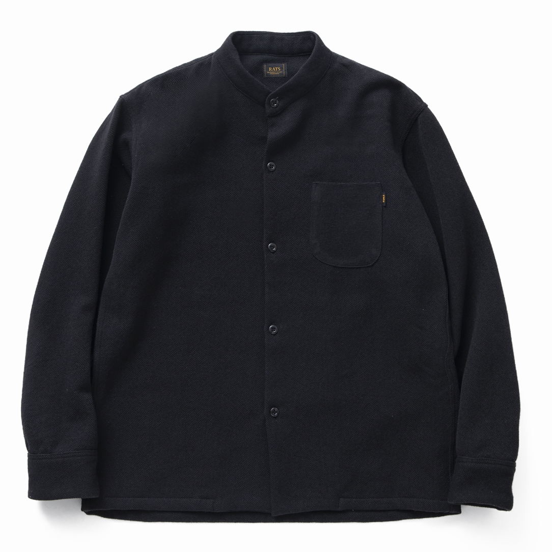 RATS/STAND COLLAR COTTON WOOL SHIRT（BLACK）［スタンドカラー