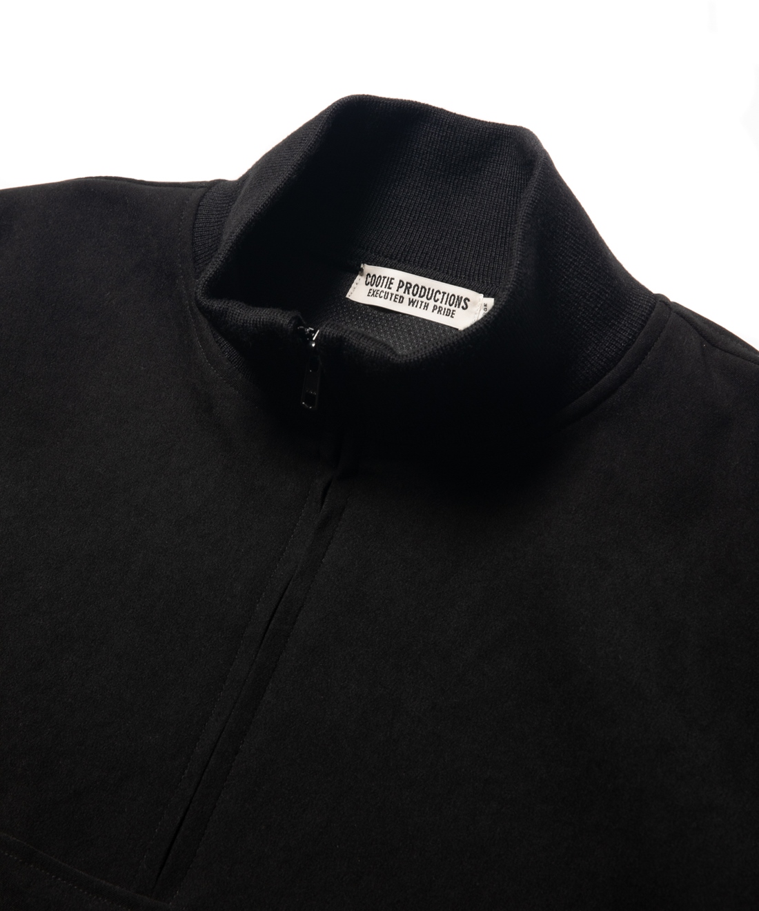 画像: COOTIE PRODUCTIONS/Polyester Velour Half Zip L/S Tee（Black）［ポリエステルベロアハーフジップ-22秋冬］