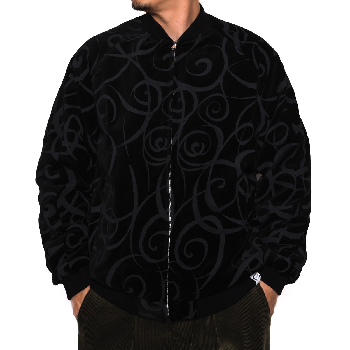 画像: CALEE/Vintage type original ribbon pattern velvet jacket（Black）［ベルベットJKT-22秋冬］