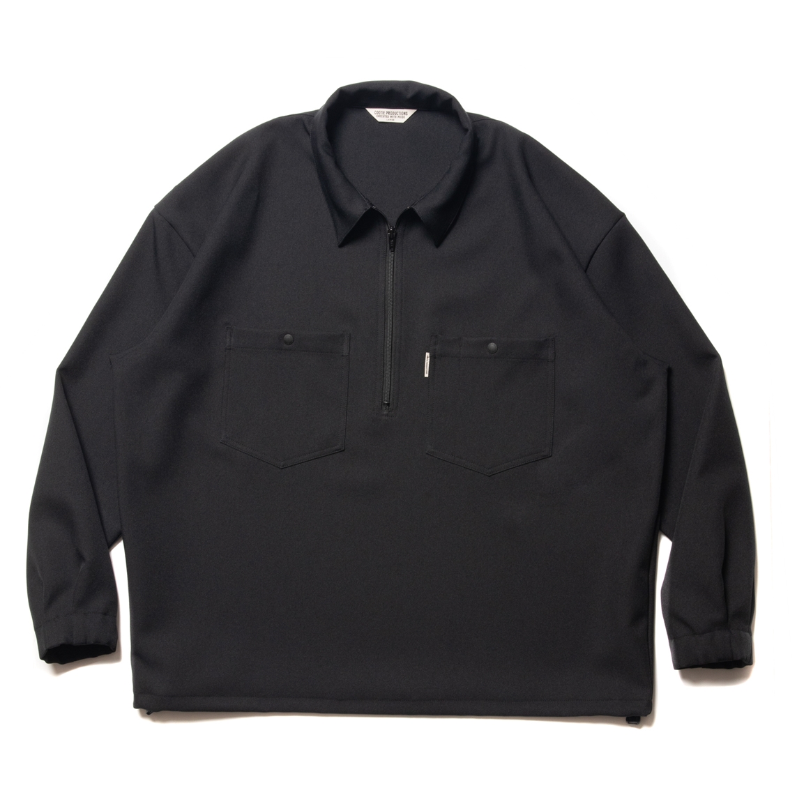 画像: COOTIE PRODUCTIONS/Polyester Twill Half Zip Work L/S Shirt（Black）［ポリエステルツイルハーフジップシャツ-22秋冬］