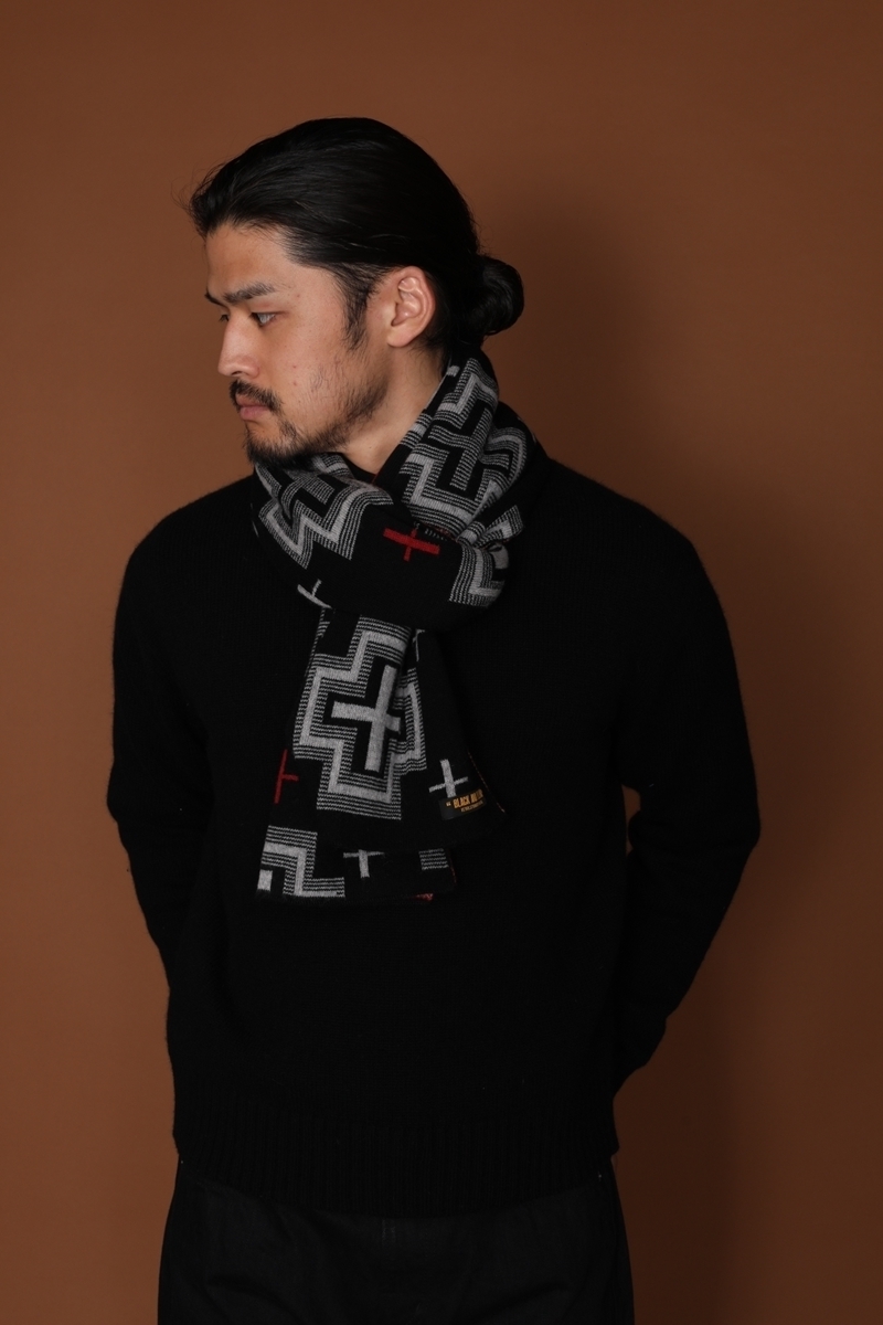 画像: RATS/NATIVE CROSS MUFFLER（BLACK）［ネイティブクロスマフラー-22秋冬］