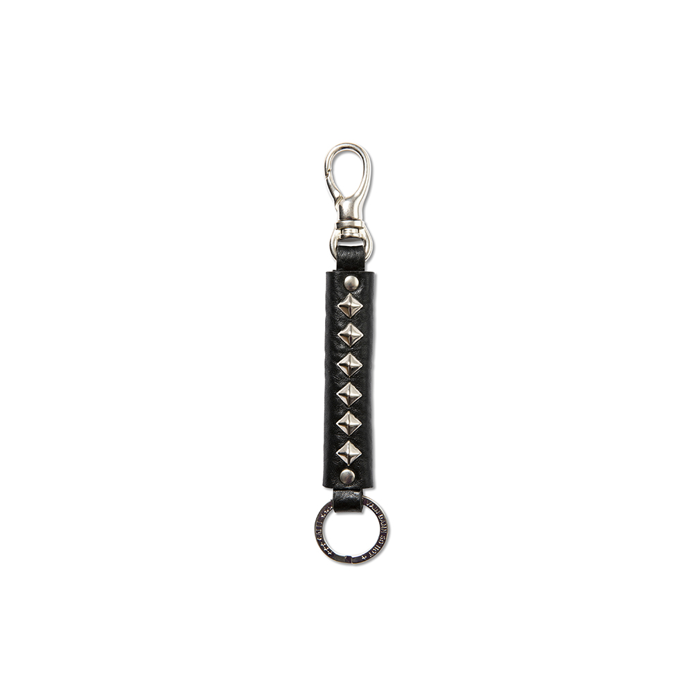 CALEE/Studs leather key ring Type A-（Black）［スタッズレザー 