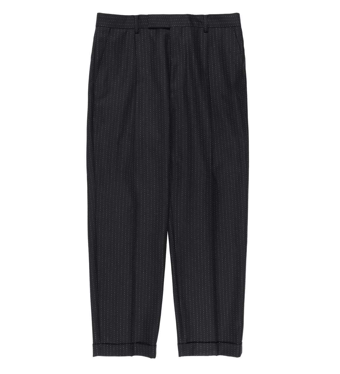 画像: WACKO MARIA/DORMEUIL / GLITTER STRIPED PLEATED TROUSERS（TYPE-2）（BLACK）［ワンタックスラックス(TYPE-2)-22秋冬］