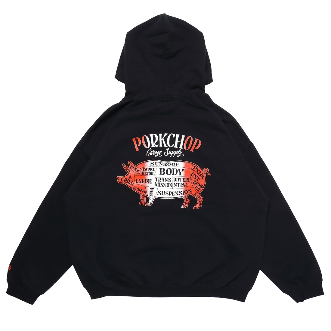 画像: PORKCHOP/2TONE PORK BACK HOODIE（BLACK）［プルオーバーパーカー-22秋冬］