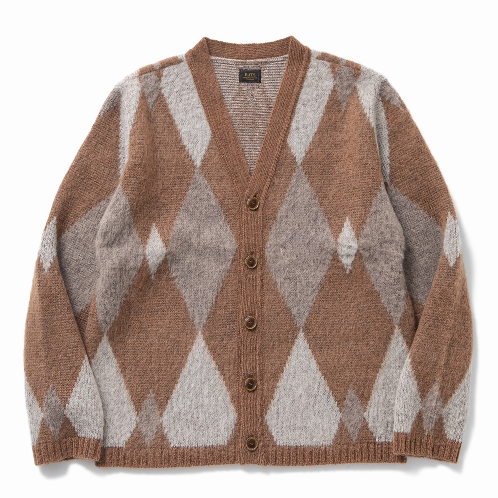 DIAMOND MOHAIR CARDIGAN アーガイル　カーディガン