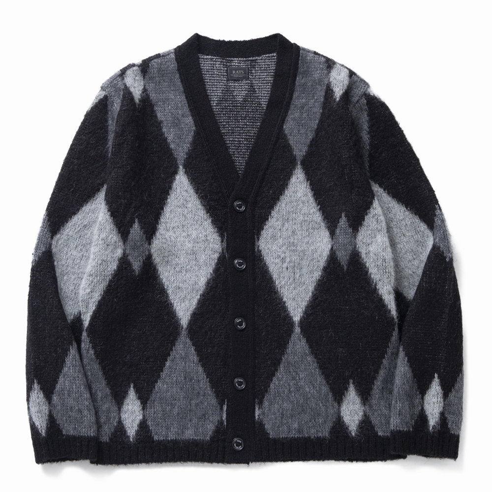 画像: RATS/ARGYLE MOHAIR KNIT CARDIGAN（BLACK） 【30%OFF】［アーガイルモヘアカーディガン-22秋冬］