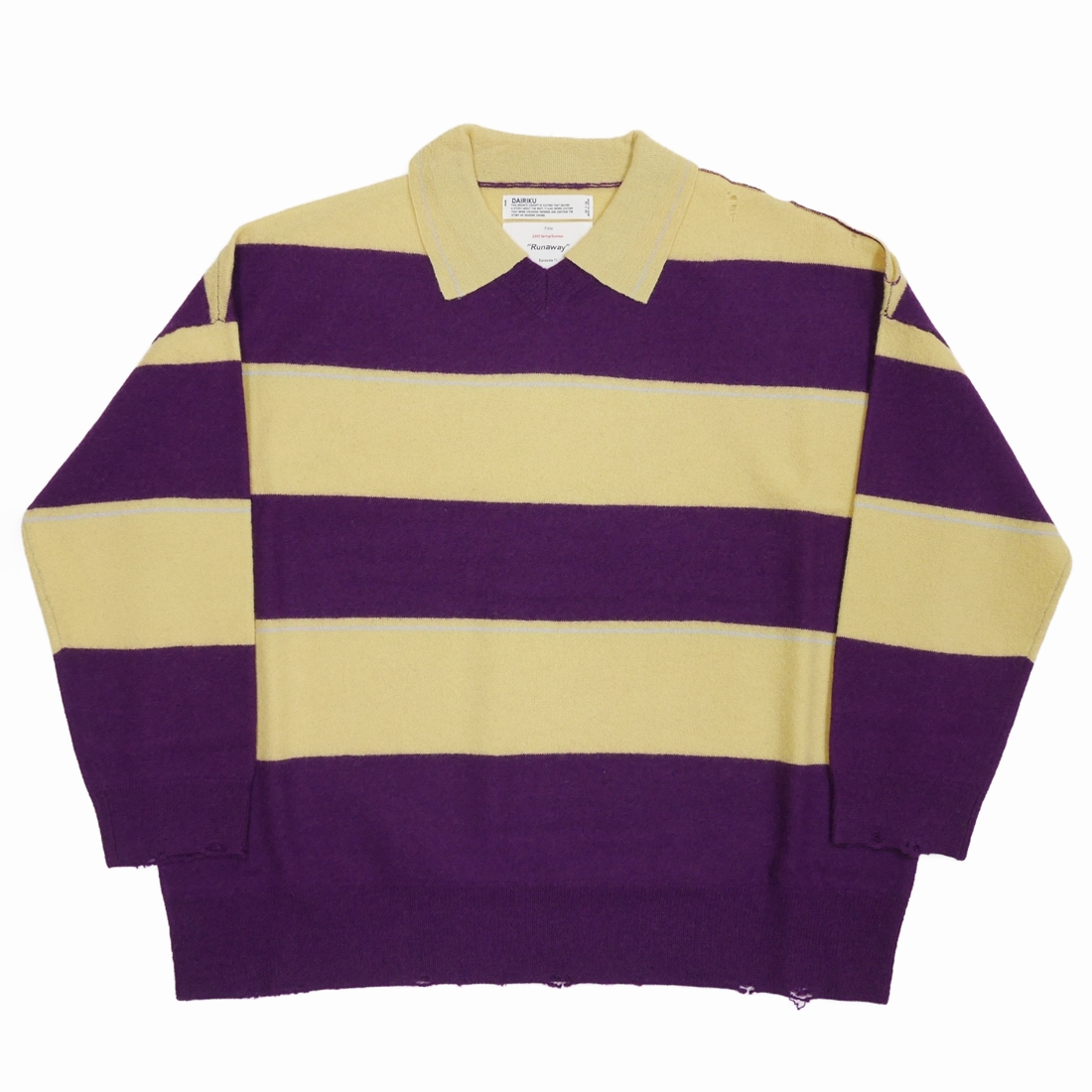 画像: DAIRIKU/Lager Border Knit（Yellow&Purple）［ラガーボーダーニット-23春夏］