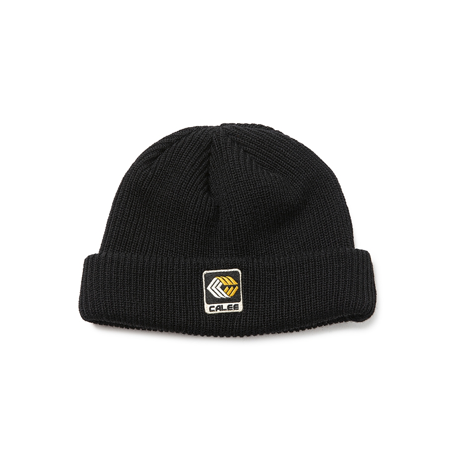 画像: CALEE/TM Logo wappen wool knit cap（Black）［ニットキャップ-22秋冬］