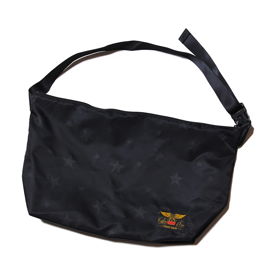 CALEE/Allover star pattern MA-1 nylon shoulder bag（Black ...