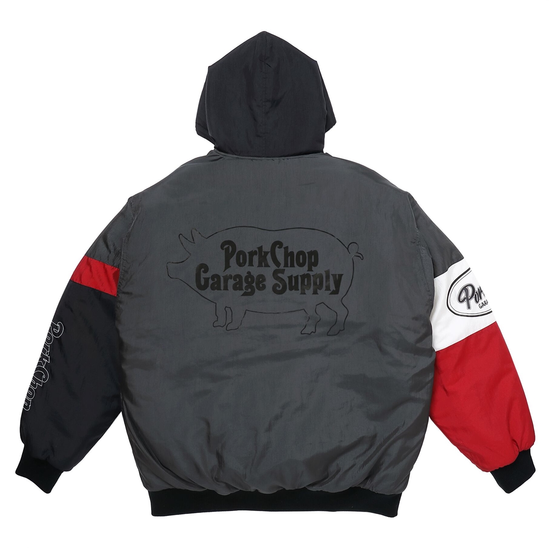 画像: PORKCHOP/HOODED STADIUM JKT（GRAY/RED）［フーデッドスタジアムJKT-23春夏］