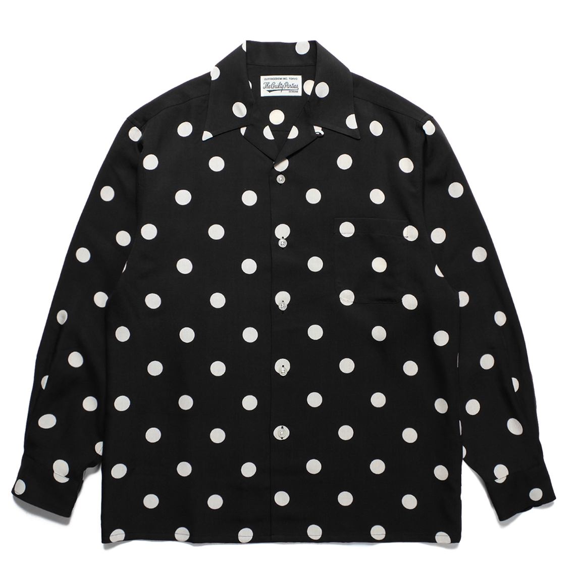 画像: WACKO MARIA/DOTS OPEN COLLAR SHIRT（BLACK）［ドットオープンカラーシャツ-23春夏］