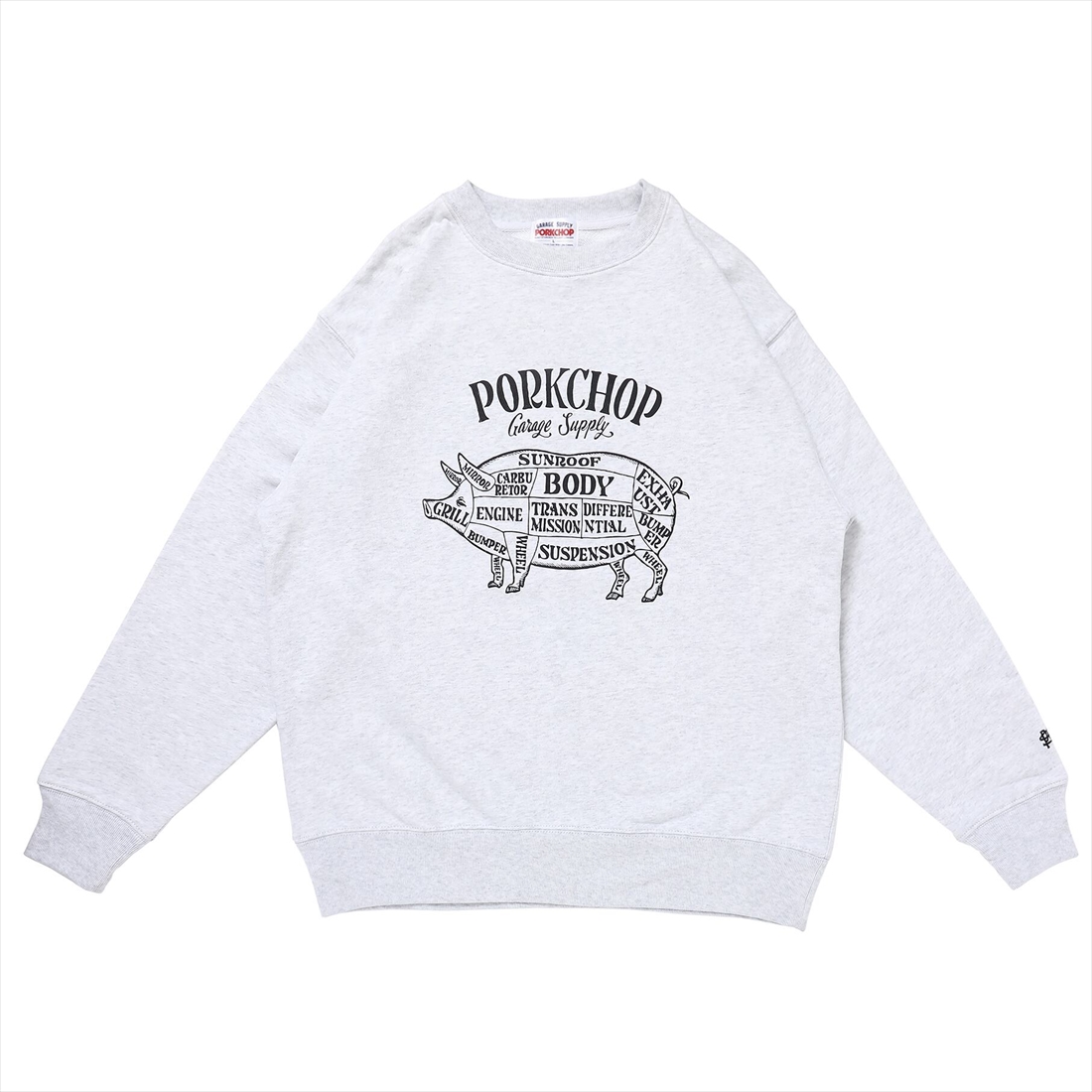 画像: PORKCHOP/PORK FRONT SWEAT（GRAY）［クルーネックスウェット-23春夏］