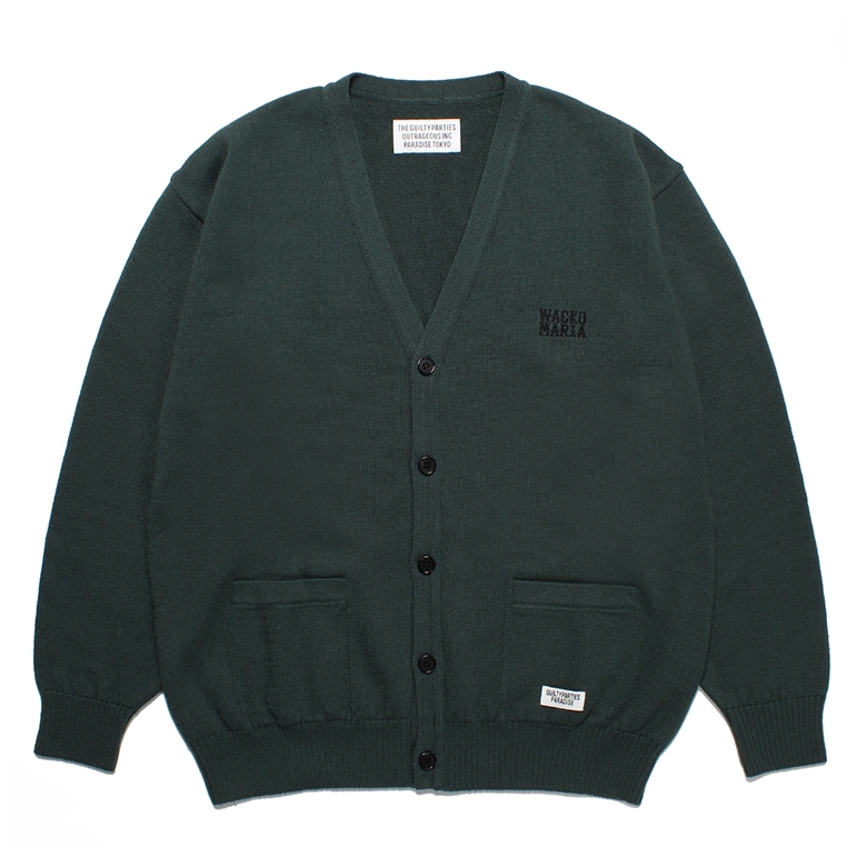 画像: WACKO MARIA/CLASSIC KNIT CARDIGAN（GREEN）［クラシックニットカーディガン-23春夏］