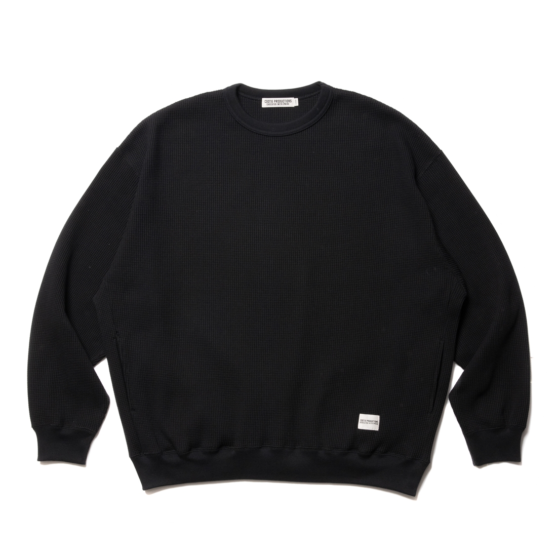 画像: COOTIE PRODUCTIONS/Suvin Waffle L/S Crew（Black）［ワッフルクルーネック-23春夏］