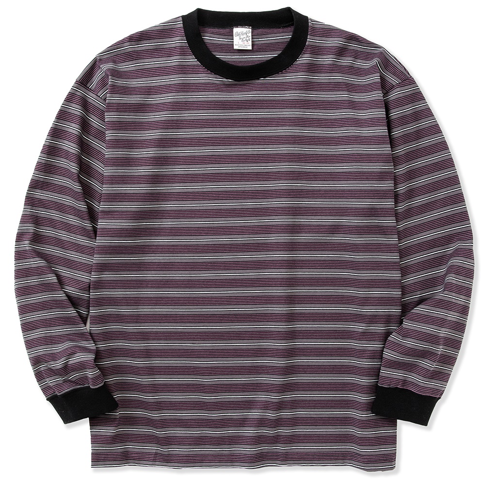 画像: CALEE/Drop shoulder narrow pitch border L/S cutsew（Black/Purple） 【50%OFF】［ドロップショルダーボーダー長袖T-23春夏］