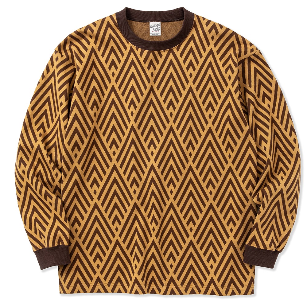 画像: CALEE/22 Gauge double jacquard wide shilhouette L/S cutsew（Mustard） 【40%OFF】［ダブルジャガード長袖T-23春夏］