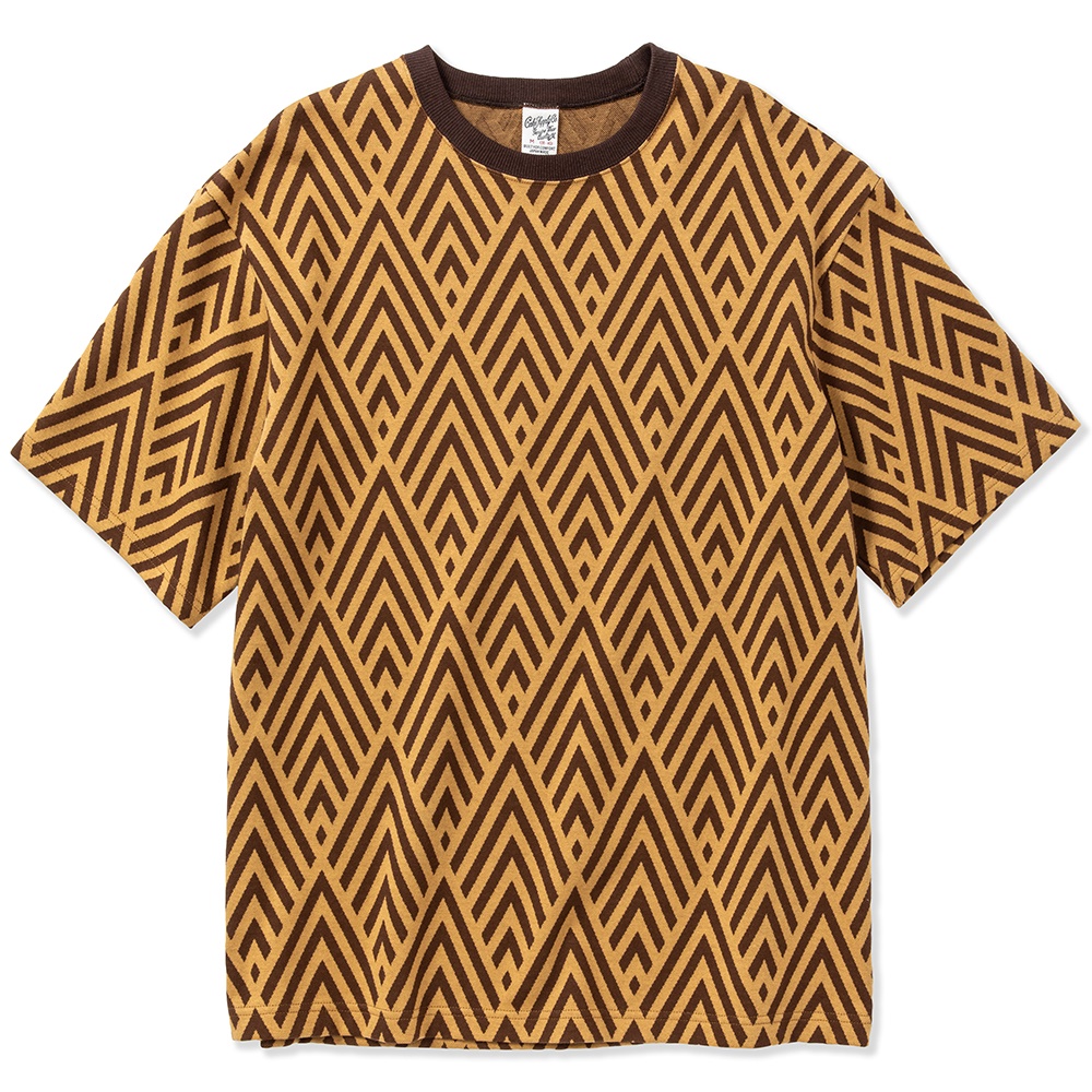 画像: CALEE/22 Gauge double jacquard wide shilhouette S/S cutsew（Mustard） 【40%OFF】［ダブルジャガードT-23春夏］