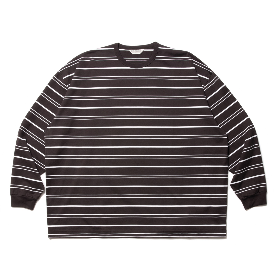 COOTIE PRODUCTIONS/Supima Border Oversized L/S Tee（Brown 