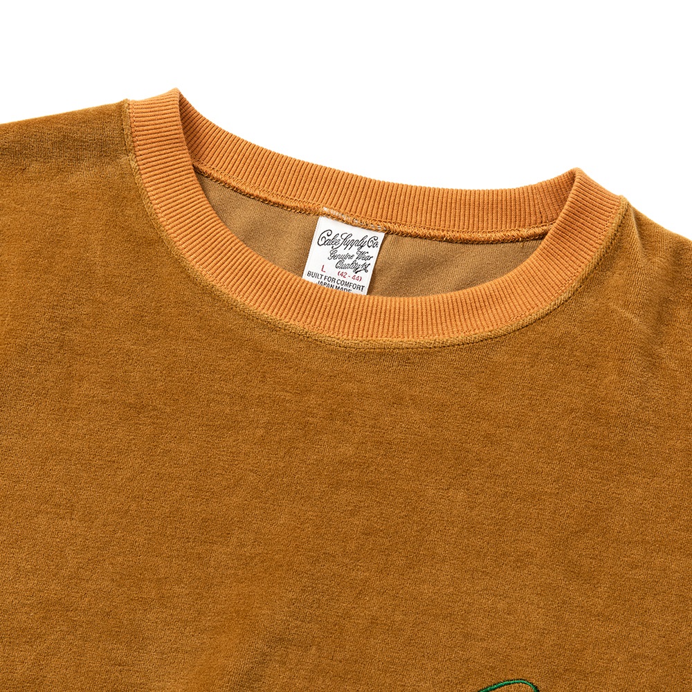 画像: CALEE/CALEE Logo velour wide shilhouette s/s cutsew（Mustard） 【40%OFF】［ベロアワイドシルエットT-23春夏］