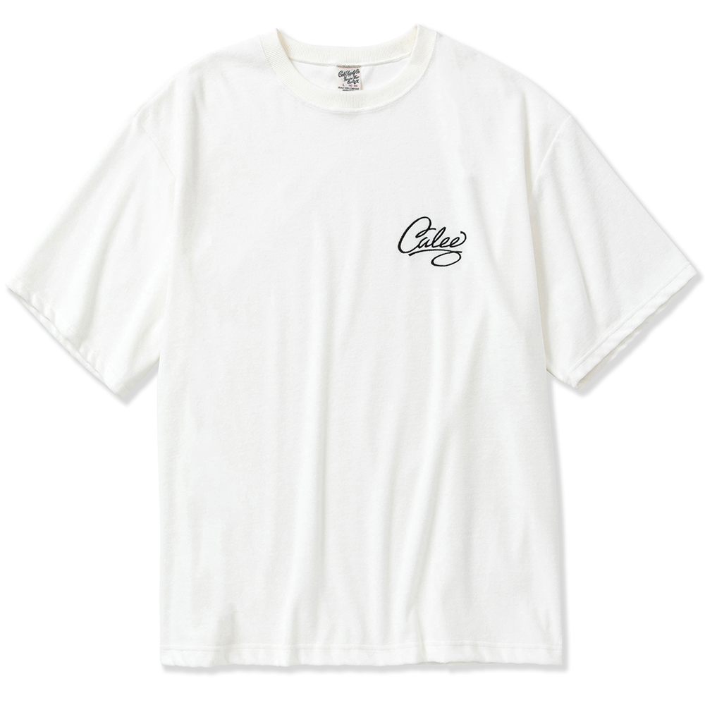 画像: CALEE/CALEE Logo velour wide shilhouette s/s cutsew（White） 【60%OFF】［ベロアワイドシルエットT-23春夏］