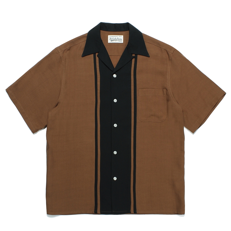 WACKO MARIA/TWO TONE 50'S OPEN COLLAR SHIRT（BROWN）［2トーン50'S