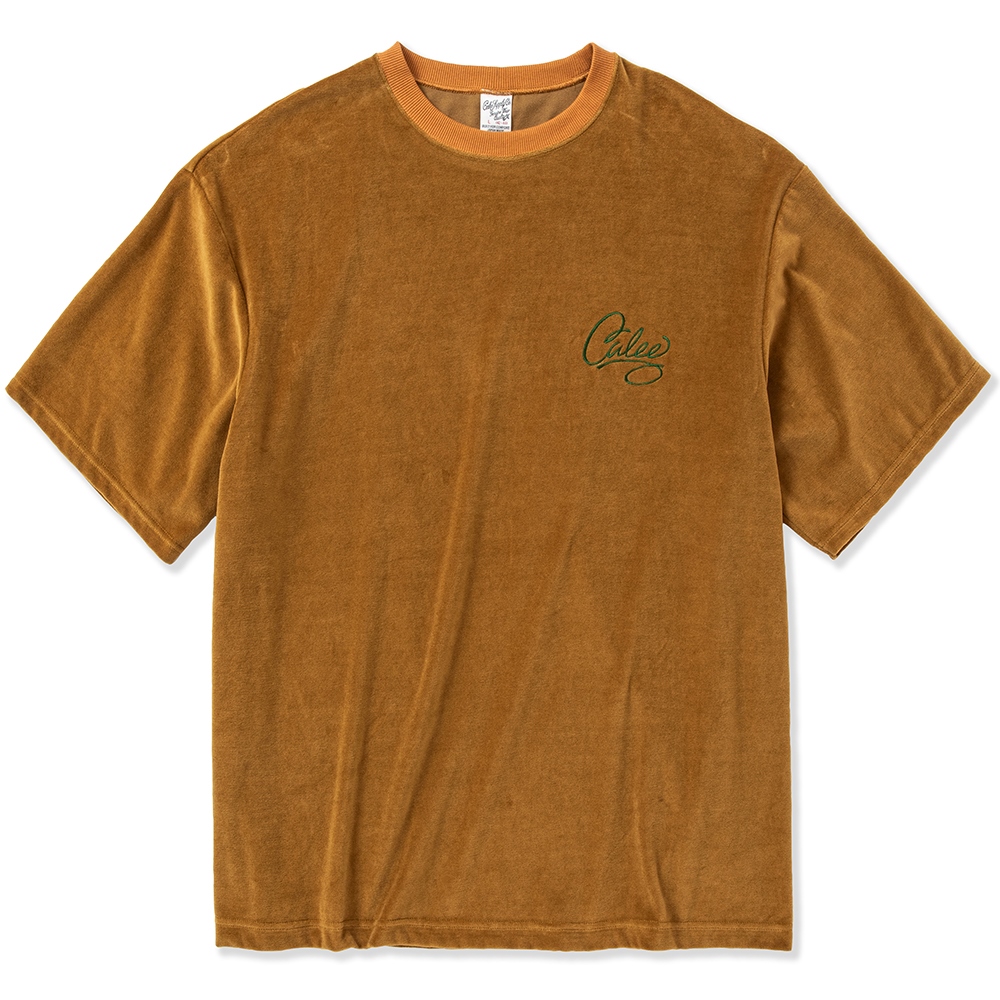 画像: CALEE/CALEE Logo velour wide shilhouette s/s cutsew（Mustard） 【40%OFF】［ベロアワイドシルエットT-23春夏］