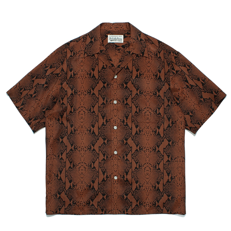 画像: WACKO MARIA/PYTHON OPEN COLLAR SHIRT（BROWN）［パイソンオープンカラーシャツ-23春夏］